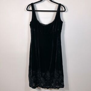 T Tahari Black Crushed Velvet Rayon Silk Sleeveless Dress Women Size Medium